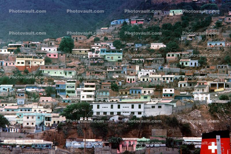 Homes, hillside, buildings, crane, La Guaira, Maiquetia, Venezuela