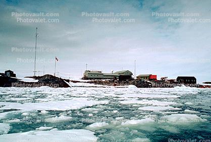 Ice Floes, Palmer Station, buildings, Anvers Island, United States research station