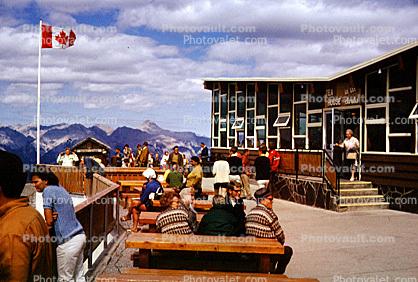Tea House, People, sitting, tables, Building, Hotel, Banff