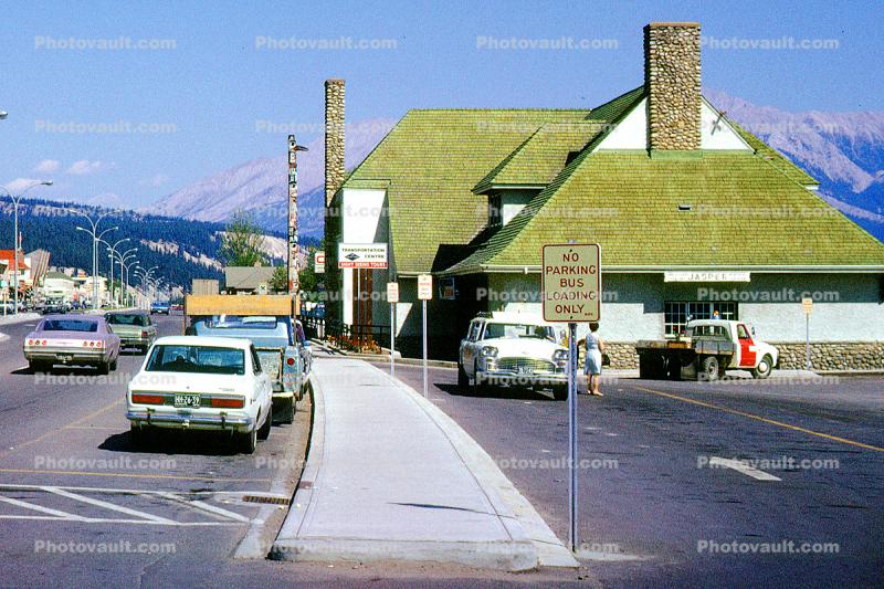 Highway, road, cars, buildings, chimney, sidewalk, Checker Cab, Chevy Impala, Jaspar, 1960s