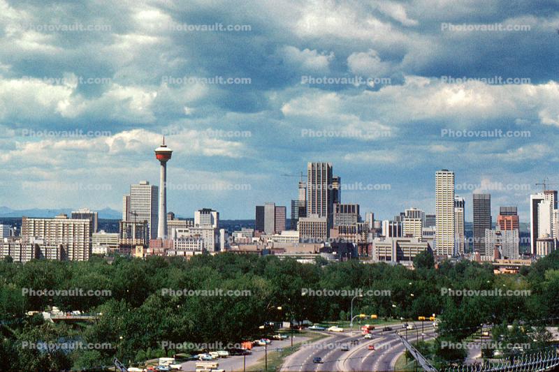 Calgary Skyline, cityscape, tower, highway