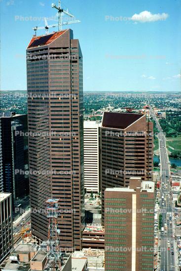 Calgary, skyscraper, tall building, road, highway