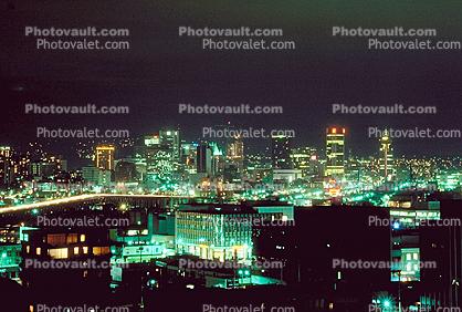 Nighttime, night, Skyline, Office buildings, Cityscape, Vancouver