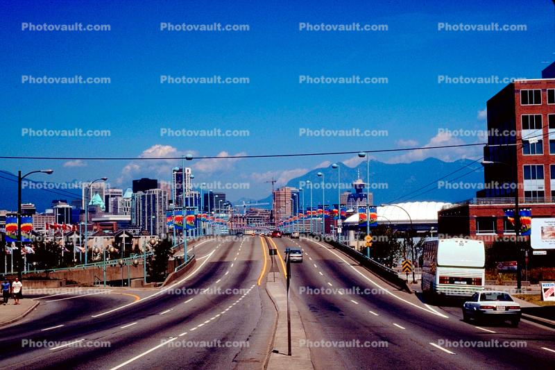 Highway and Cityscape, skyline, buildings in Vancouver