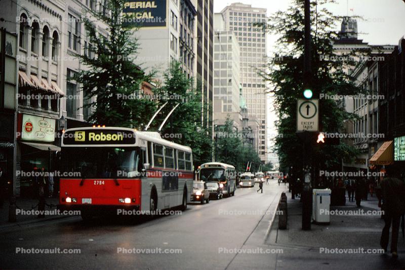 Robson, Electric Bus, Downtown, Vancouver