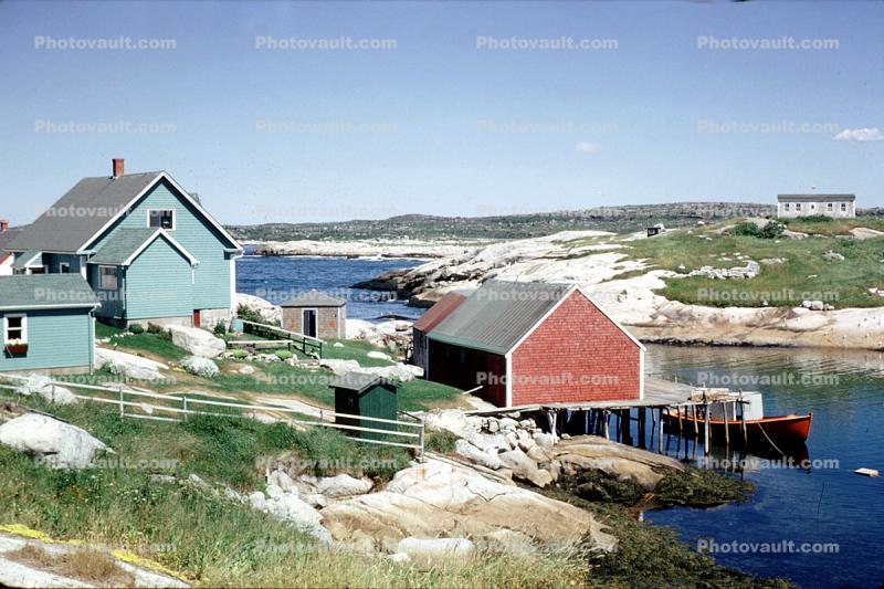 Harbor, docks, buildings, Peggy's Cove, Nova Scotia