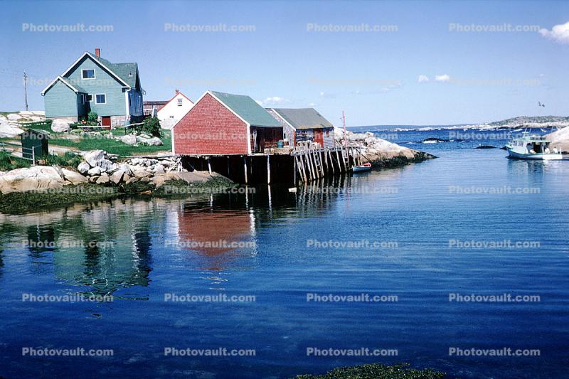 Harbor, docks, buildings, coast, coastline, Peggy's Cove, Nova Scotia