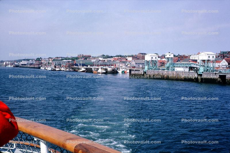 Docks, buildings, coast, coastline, Yarmouth Harbor, Bay of Fundy, Nova Scotia
