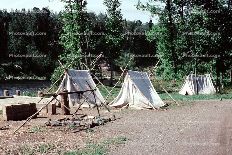 Tents, River, Old Fort William, August 1983