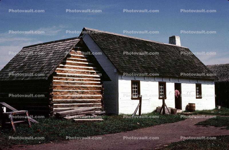 Buildings, Housing, Barracks, Log Cabin, Old Fort William, August 1983
