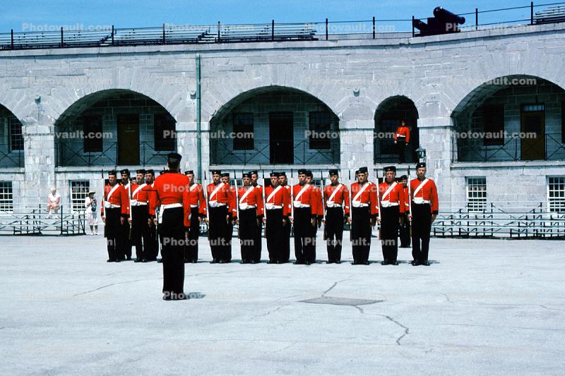 Fort, Guards, Soldiers, Standing in Attention, Cannons, Artillery, gun, Old Fort Henry, Kingston, June 1989