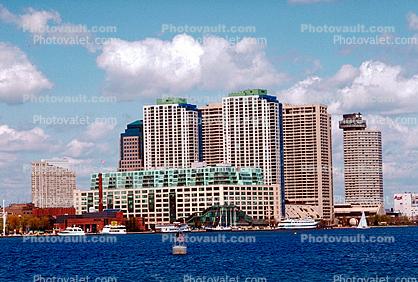 Toronto Cityscape, Skyline, Buildings, boats, dock, buoy