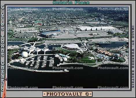 Harbor, docks, buildings, marina, Ontario Place, BMO Field, Molson Canadian Amphitheater
