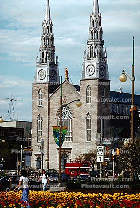 Ottawa's Notre-Dame Cathedral Basilica, twin spires, steeples, building