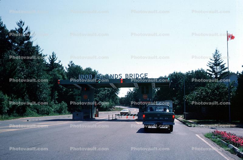 1000 Islands Bridge, Toll Plaza, Ford Pickup Truck, Gate, car, stop light, 1970s