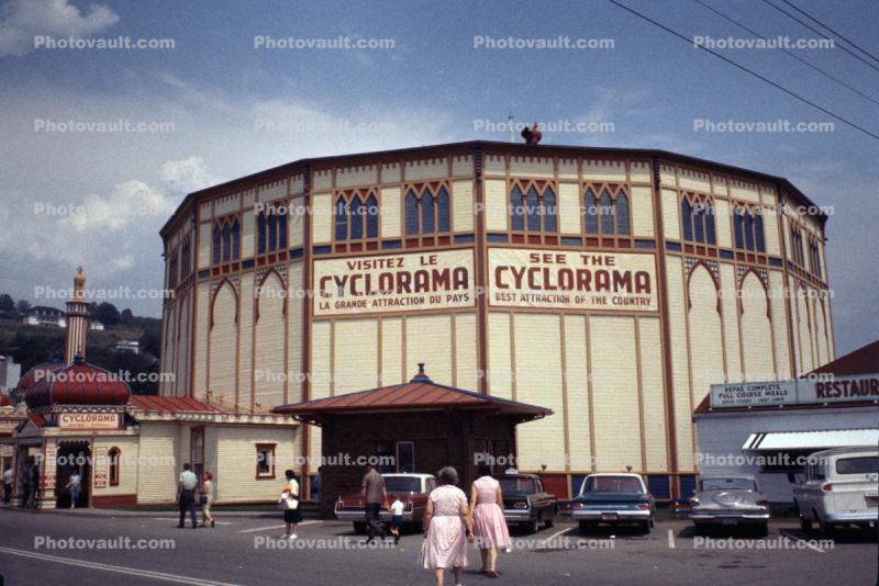 Cyclorama de Jerusalem, Cars, automobile, unique building, landmark, theater, June 1964, 1960s