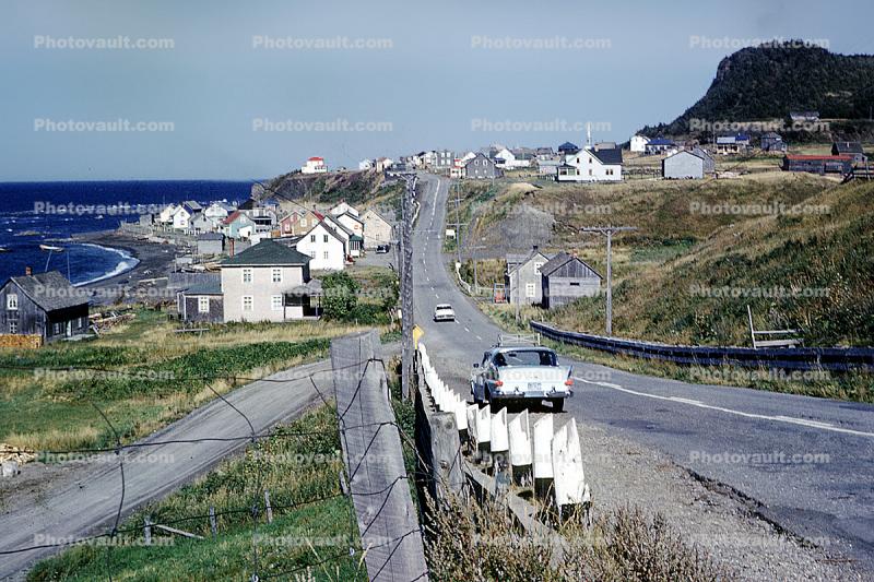 Highway, cars, beach, homes, houses, 1950s
