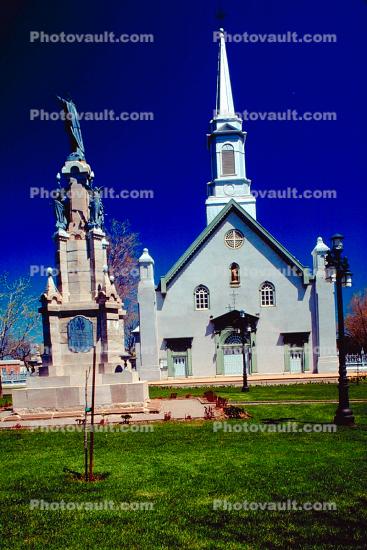 Church, Exterior, Outside, Outdoors, Christian, statue, steeple