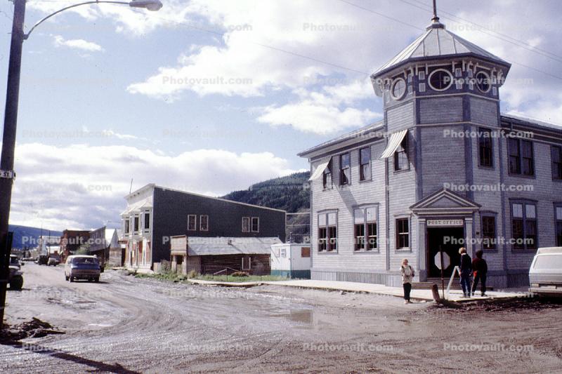 Post office, buildings, street, Dawson City