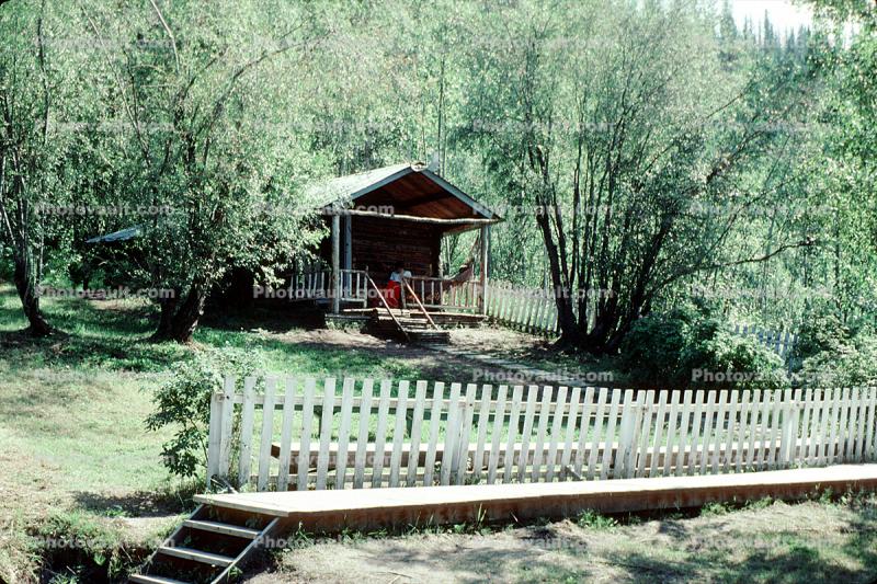 Fence, Home, House, Trees, Log Cabin, Dawson City