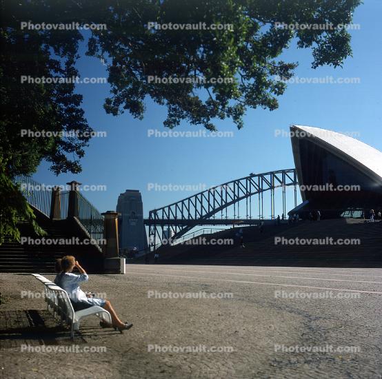 Sydney Harbor Bridge, Sydney Opera House, Bench, Woman