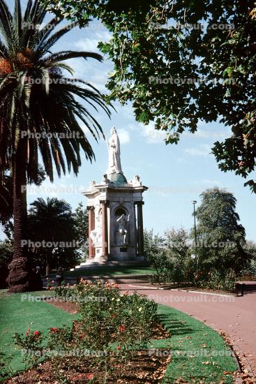 Statue, Kings Domain, gardens, roses