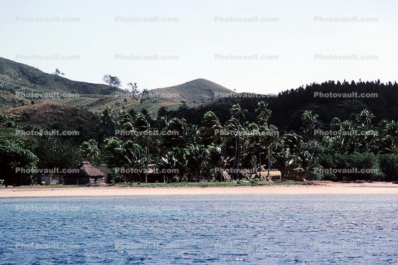 Nambukeru Lagoon, Hills, Beach, Houses, Ocean, Sand