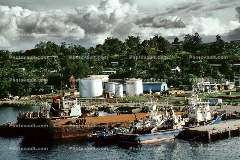 Docks, boats, Oil Tanks, Guadalcanal