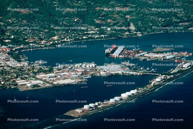 Oil Tanks, Docks, Harbor, jetty, Papeete