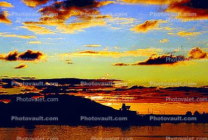 Sunset Clouds, Harbor, Papeete