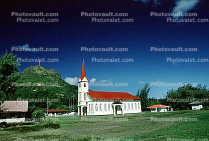 Church, spire, steeple, Raiatea, Uturoa, Society Islands