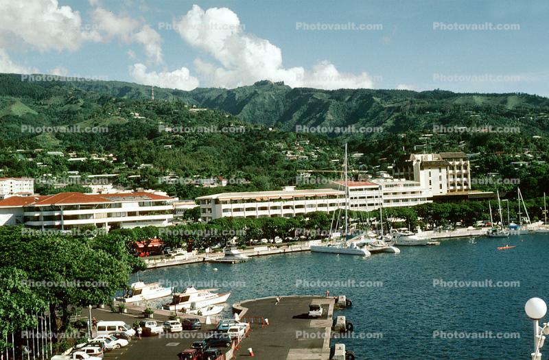 Harbor, Office Buildings, shoreline, docks, Papeete