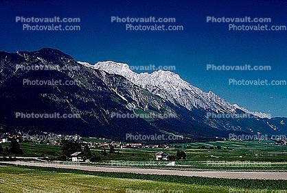 Alps, Village, snow, mountains, Valley