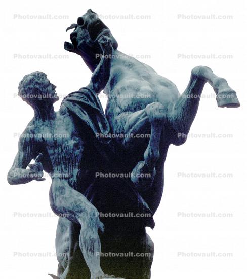 Horse Tamer statue, Parliament, Vienna, Austria, photo-object, object, cut-out, cutout