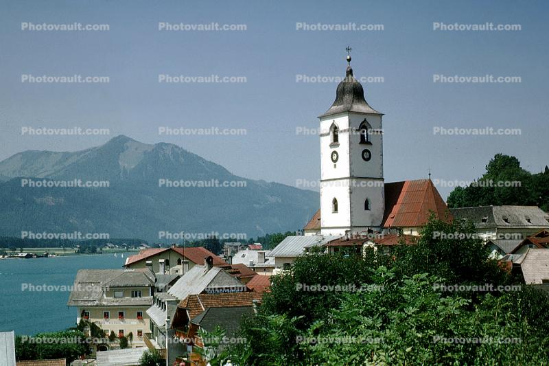 Saint Wolfgang, Lake Wolfgang, Alps, Church Building, tower, homes, houses