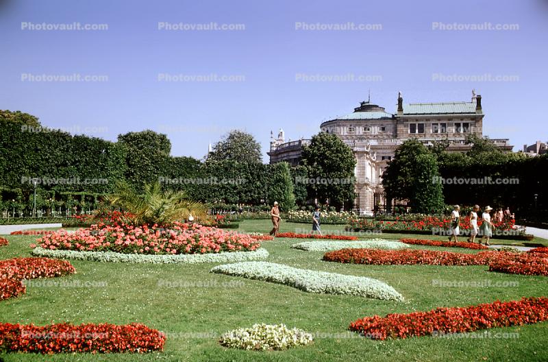 National Theater, Castle, royalty, gardens, flower, grass, lawn, building, Vienna