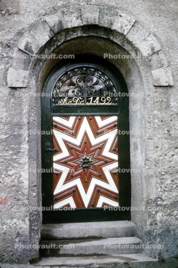 Door, Doorway, arch, Star, steps, Keystone, Salzburg