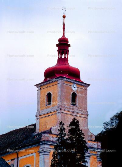 Church, steeple, clock tower