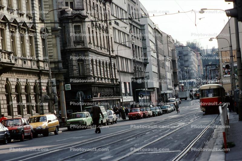 Cars, Automobile, Vehicle, Trolley, Street, Rail, Buildings, Prague