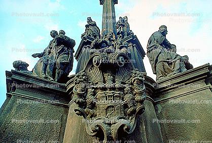 Baroque Prague Column, Statue of Mary with eight patron saints, by Ferdinand Maximilian Brokoff, 1725, Hradcany Square, Prague