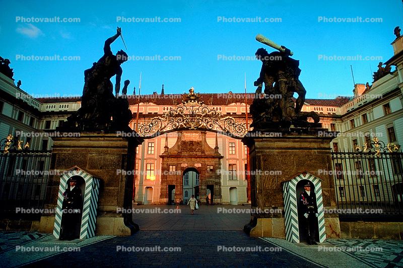 Entrance Gate, Mathais Gate (back), Soldier, Guard, Guardhouse, Hradcany, Castle Prague