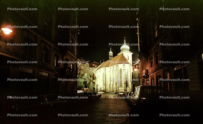 Cathedral, Church, night, nightime, cars