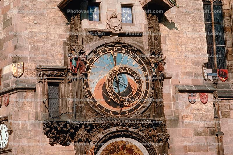 Astronomical Clock, Old Town Square, Prague, Round, Circular, Circle, outdoor clock, outside, exterior, building