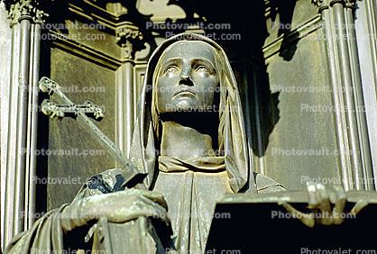 Mother Mary, cross, Statue, Sculpture