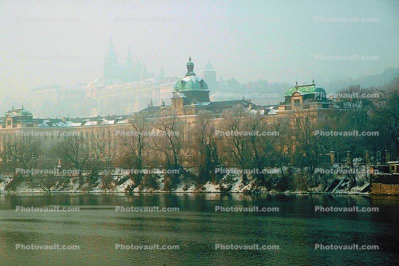 Vltava River, snow, ice, cold, Winter