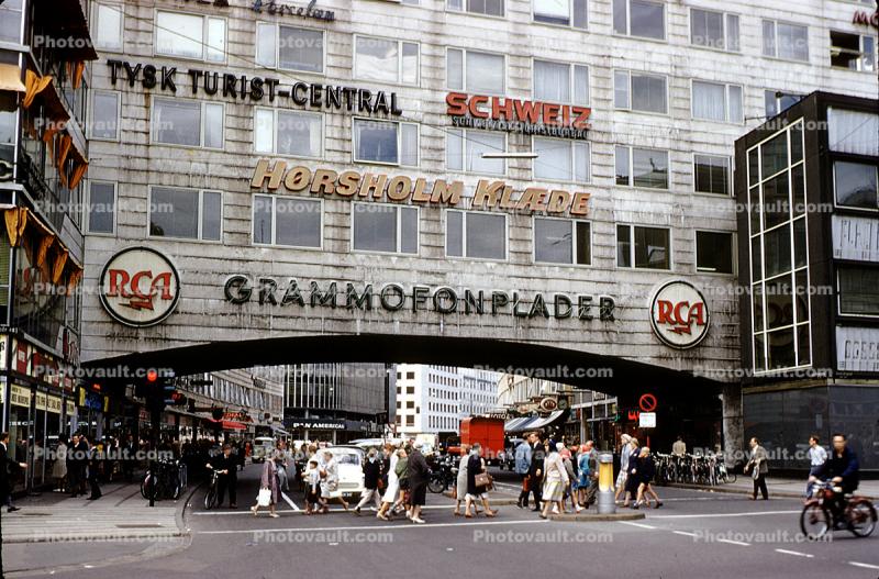 Grammofonpuader, RCA, Arch, crosswalk, building, Downtown Copenhagen