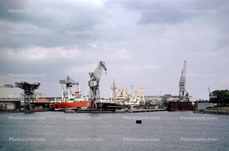 Large Cranes in the Harbor, Docked, November 1968