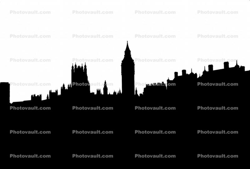 Parliment building silhouette, Big Ben, shape, logo
