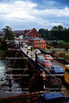 cars, river, water, automobile, vehicles, Chester, England, 1960s