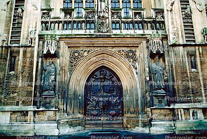 Entrance, Doorway, Statues, Arch, Bath Abbey, Bath, Somerset, England